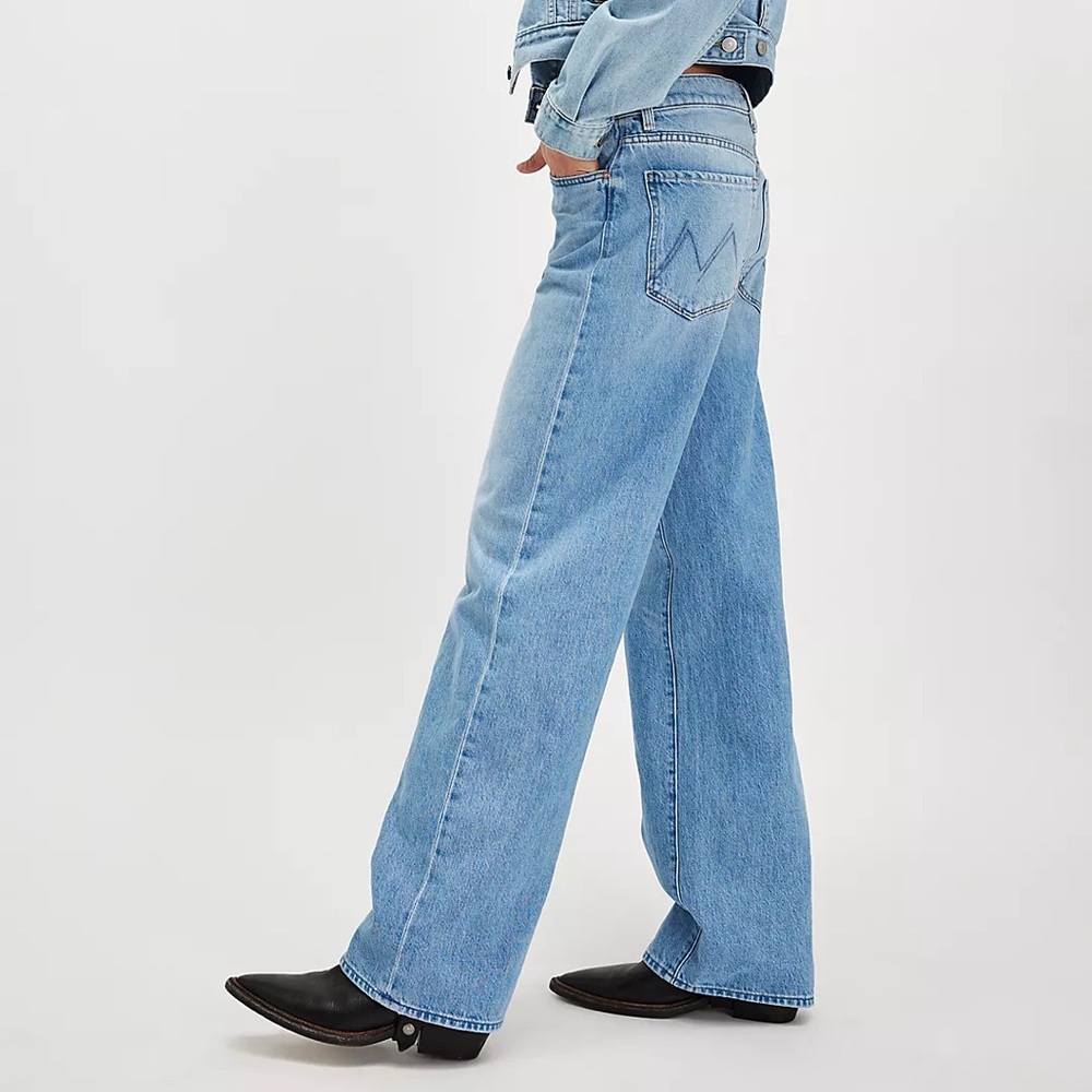 NEW $248 Mother Jeans The Dodger Button Hover Cuff Funk N’ Flair Blue sz 34 - Picture 2 of 11